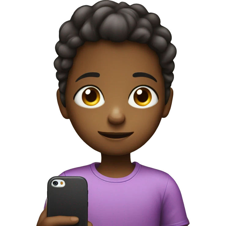 Child look at smartphone emoji