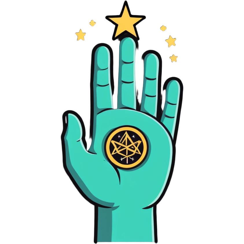 symbolic hand with runes and stars emoji