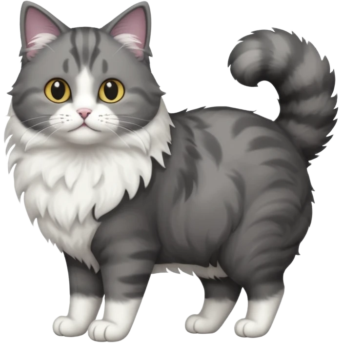 full body half dark grey and half white cat with white front legs emoji