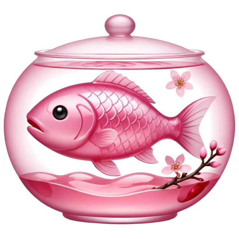sakura pudding shaped like a fish with cherry blossom garnish emoji