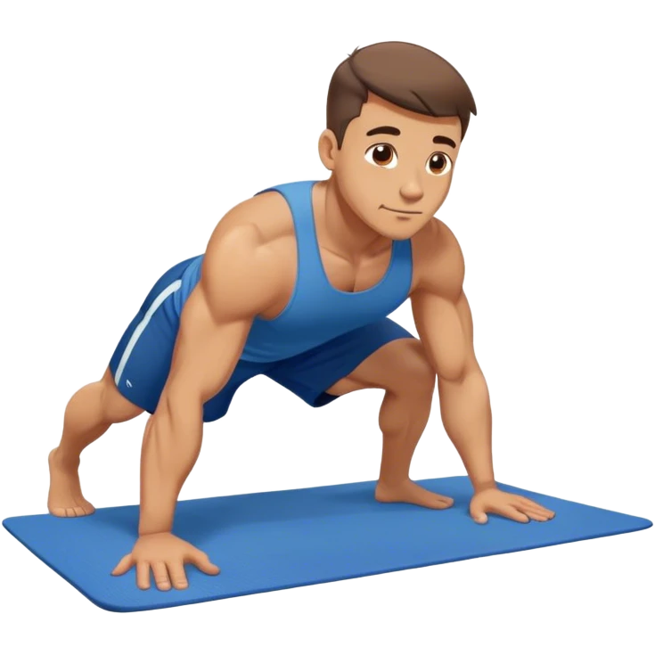 buff man blue shorts doing plank exercise on yoga mat emoji