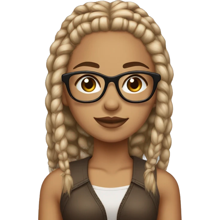 lightskin girl with dirty blonde small box braids and brown glasses emoji
