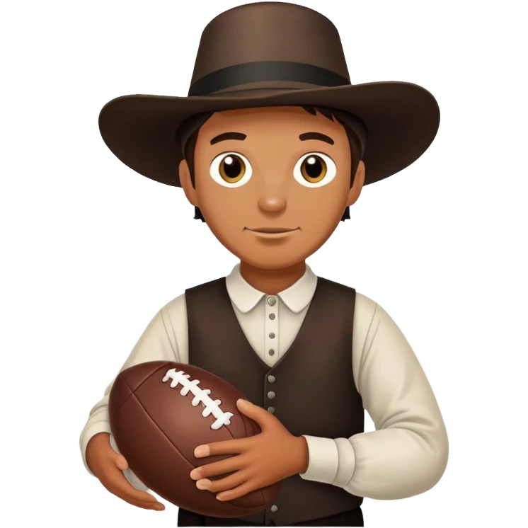 Amish man holding a football emoji