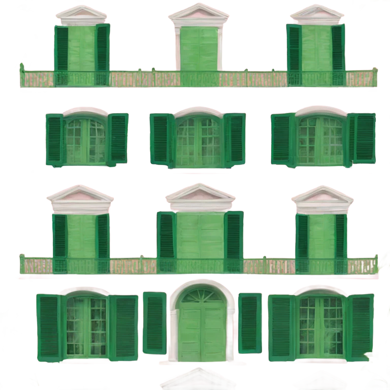 with green shutters pink 19th century villa  emoji