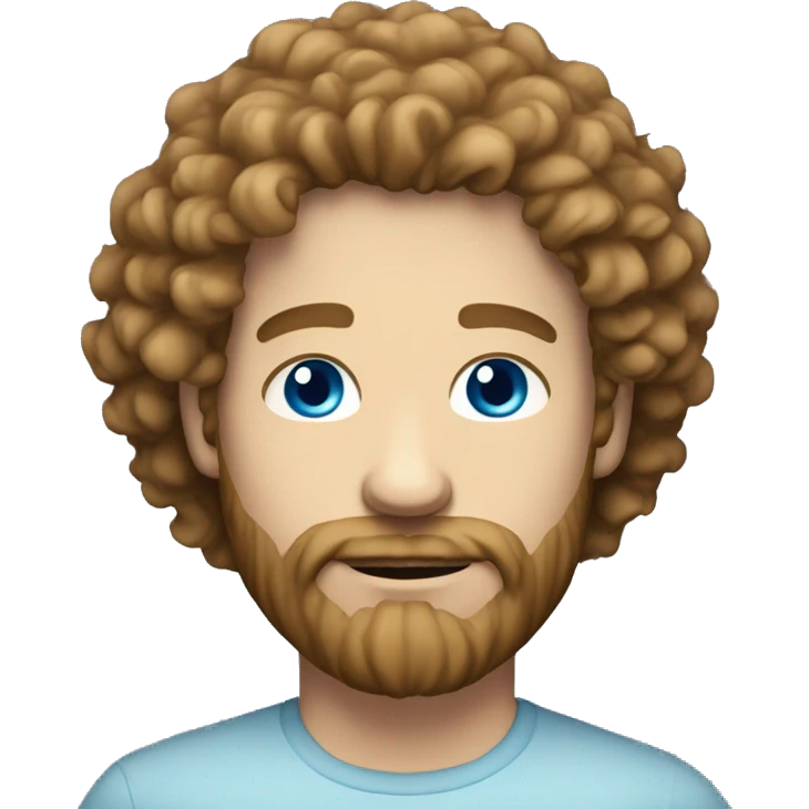 handsome white man with beard, blue eyes, light brown fluffy curly hair emoji