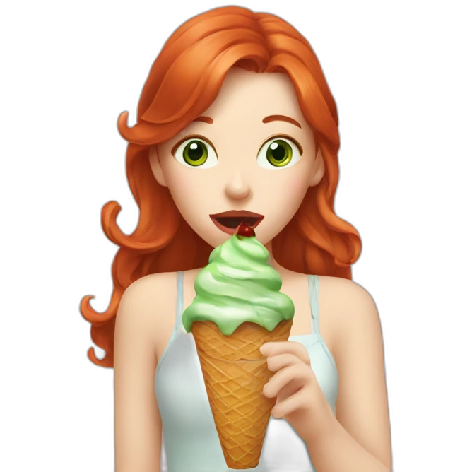 greeneyed redhead licking icecream emoji