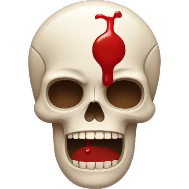 Skull with straight face with ketchup  emoji