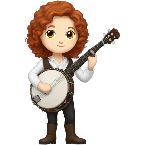 Vivaldi adult auburn hair chibi standing banjo  emoji