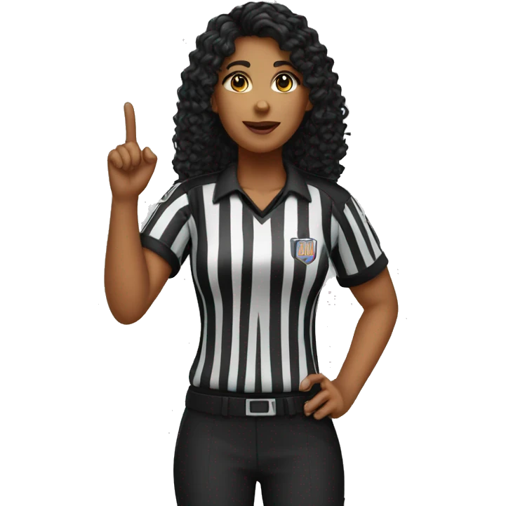 TALKING female basketball referee with black long curly hair emoji