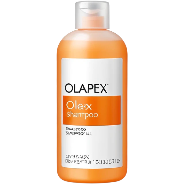 Olaplex shampoo bottle with orange label emoji