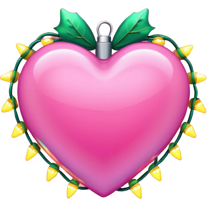 Pink heart wrapped in Christmas lights  emoji