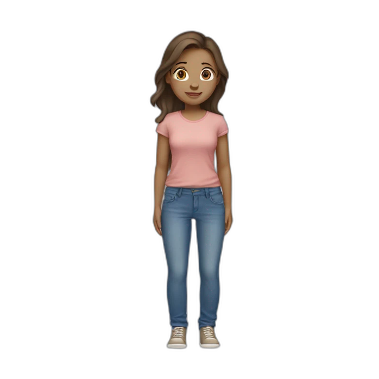 Girl with brown hair, light skin and blue eyes and baggy jeans  emoji