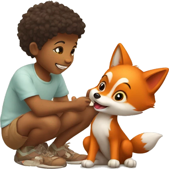 kids playing with little fox emoji