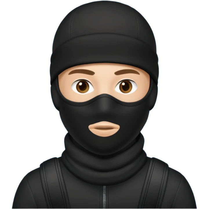 man wearing black ski mask that says “Kevin” on right corner emoji