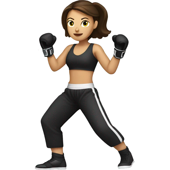 Brunette white Woman kickboxing training emoji