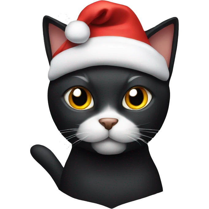 Black cat wearing Santa hat emoji