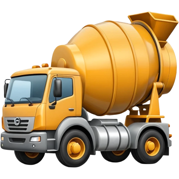 Illustrate a cement mixer truck with a rotating drum on the back. emoji