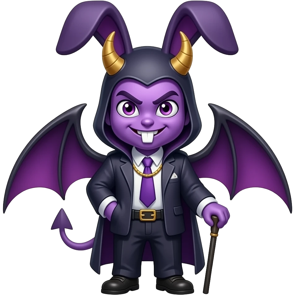 BUNNY DEVIL villain PURPLE face emoji