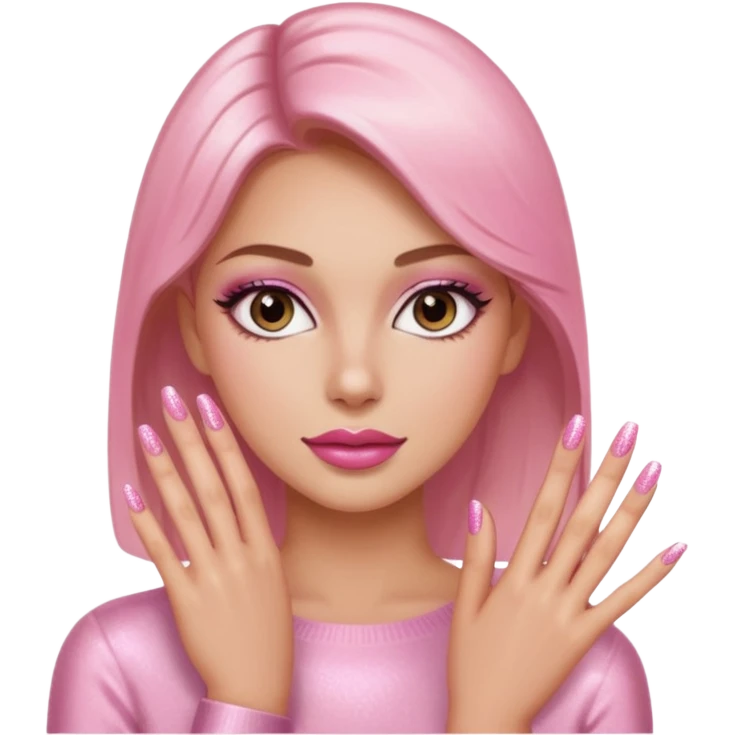 Pink manicure shimmer nails woman emoji