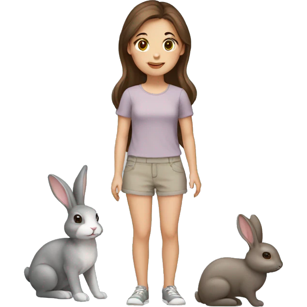 Girl with brown hair and gray bunny emoji
