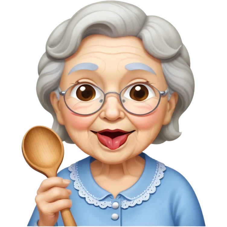 Granny licking spoon emoji