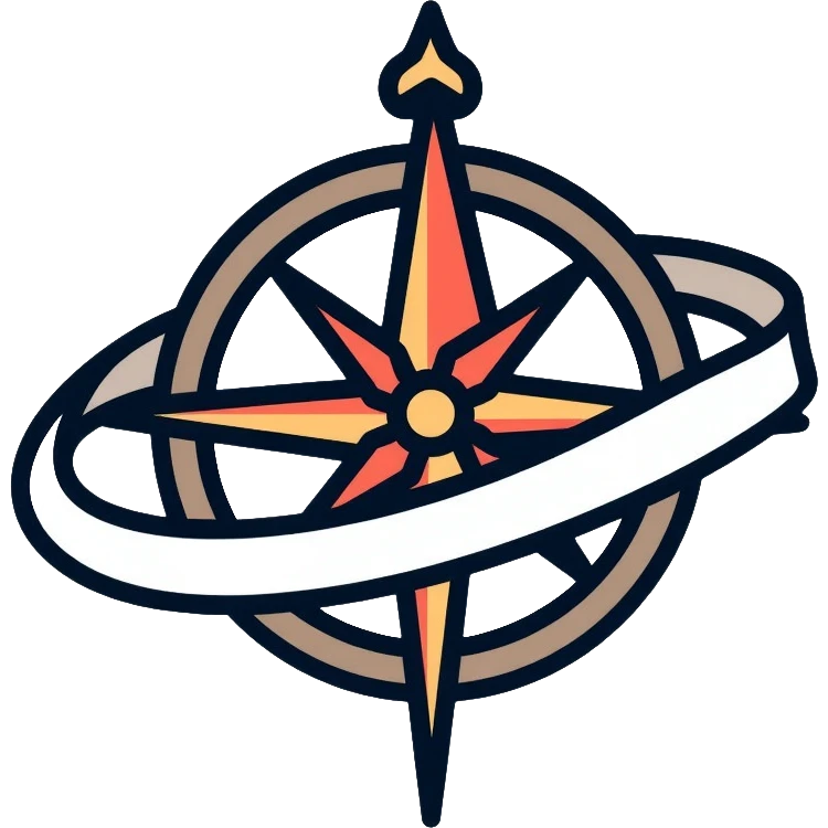 compass with elegant white ribbon wrapped around it emoji