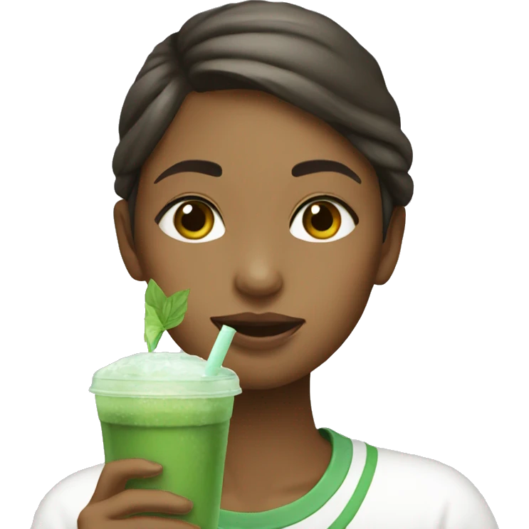 Girl drinking iced matcha  emoji