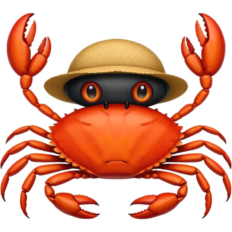 a crab with a hat with written "carbonfact" on it emoji