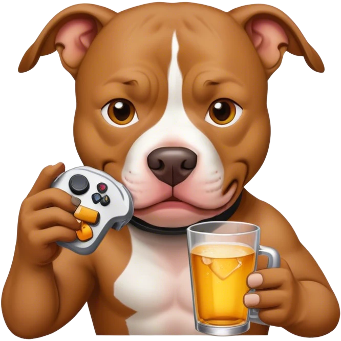 Pitbull gamer drinking  emoji