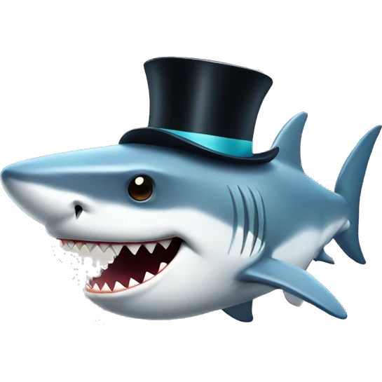 Shark with a top hat emoji