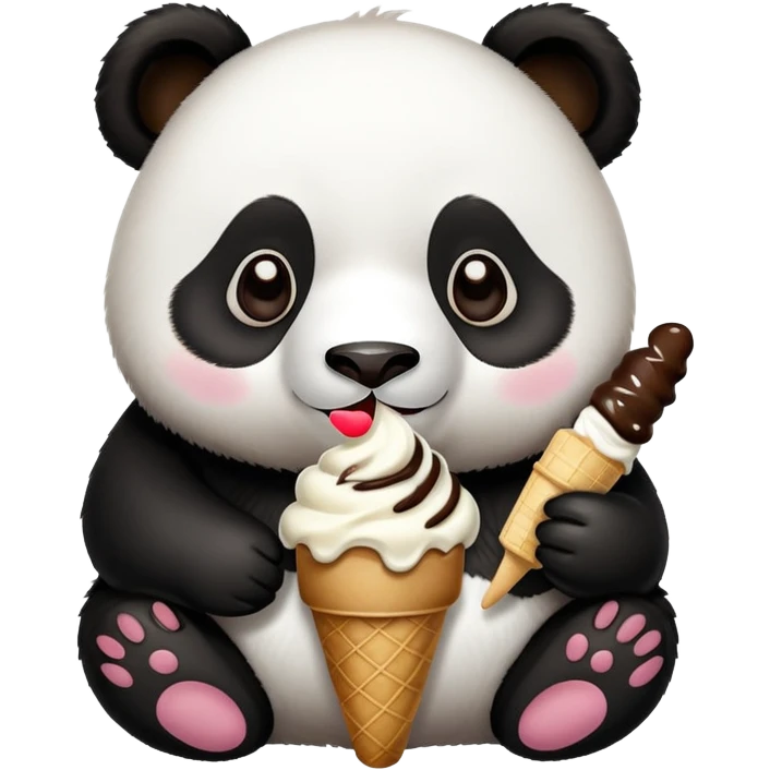 Panda eating ice cream emoji