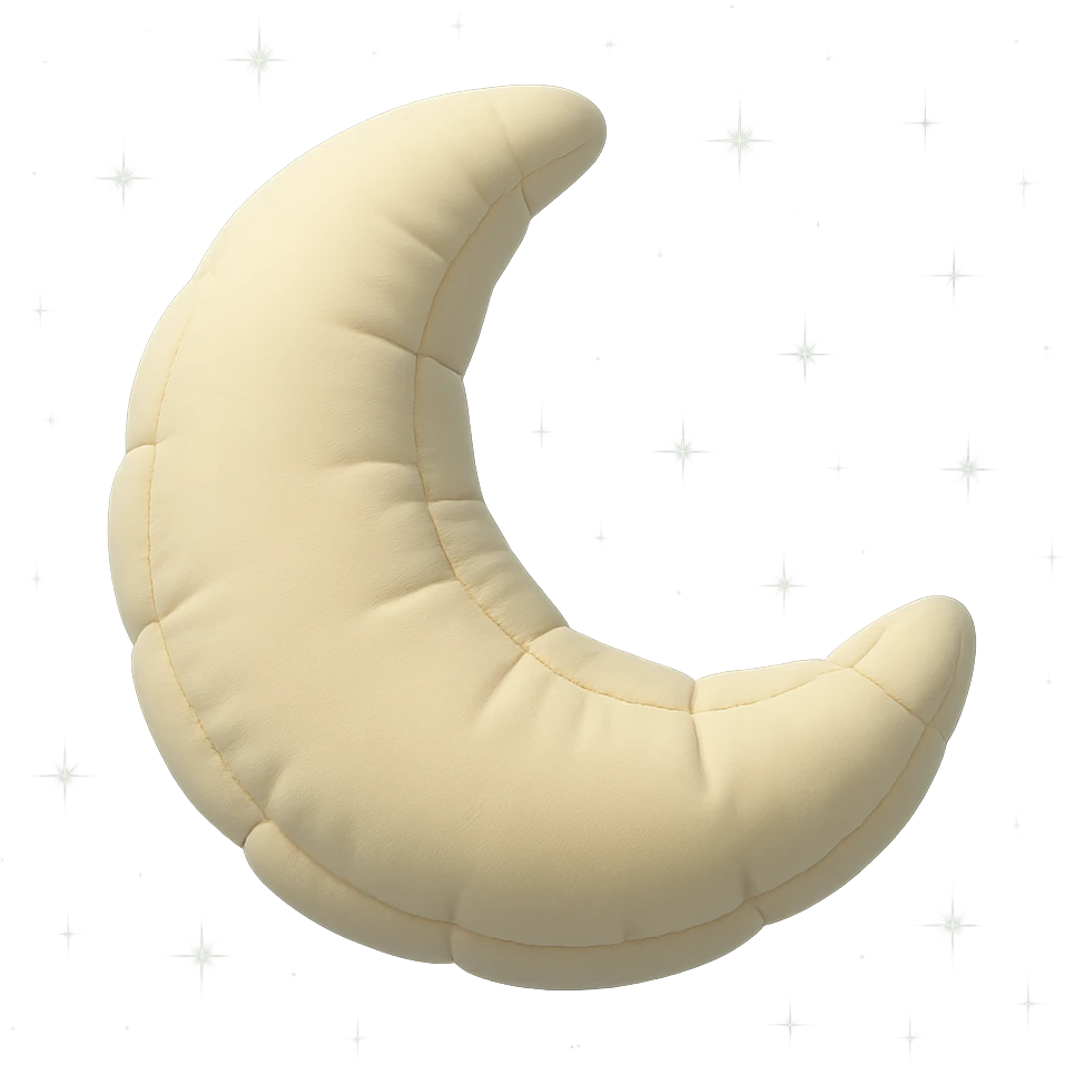 crescent moon floating in a starry sky, soft plush look, dreamy atmosphere emoji