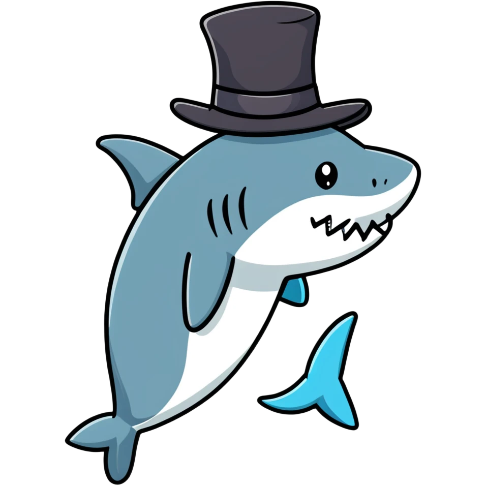 Shark with a top hat emoji