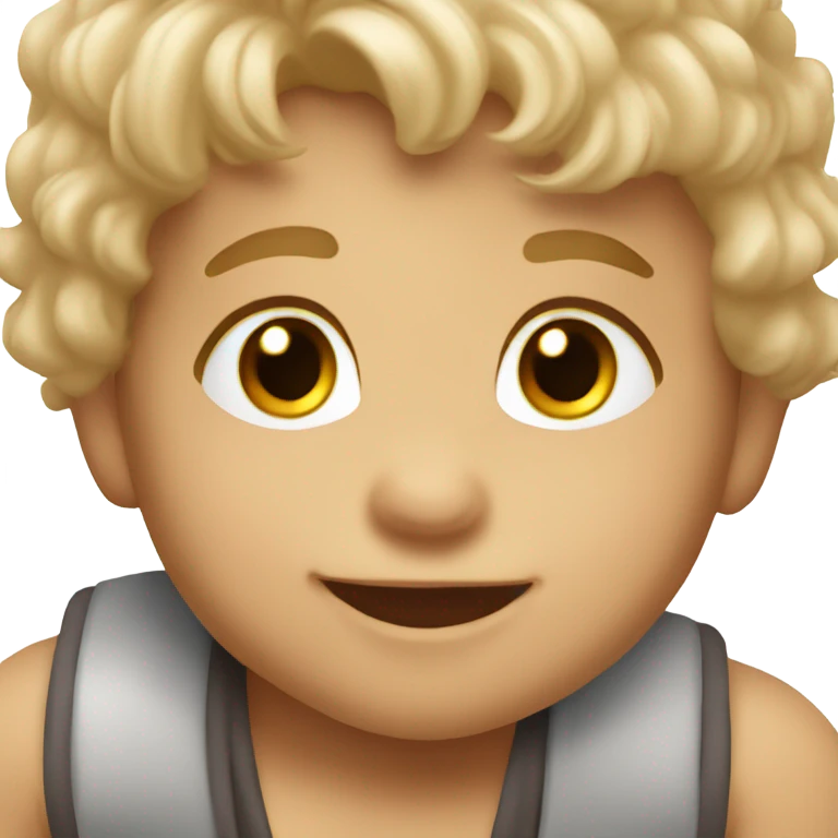 Happy baby boy with brown eyes and dirty blonde hair  emoji