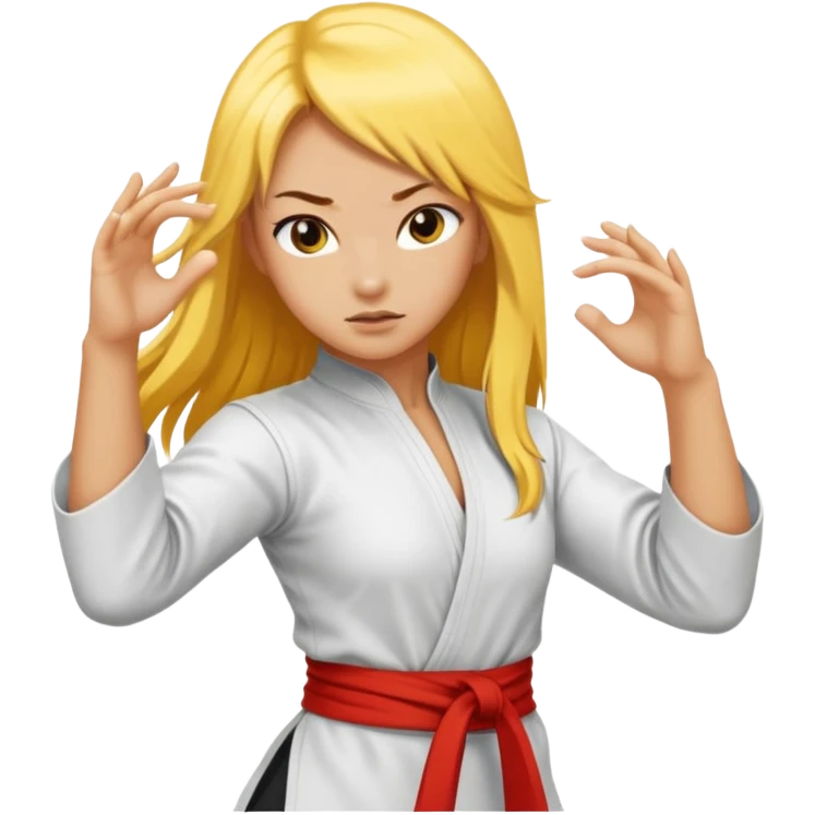 sexy girl with long yellow hair, kung fu emoji