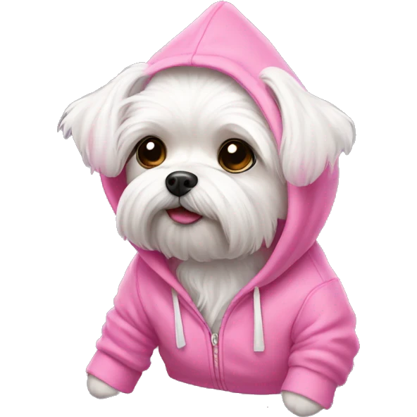 Maltese wearing pink hoodie  emoji