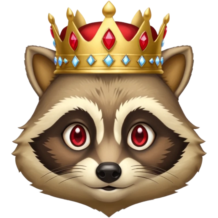 King Racoon with gold with red jewelled crown emoji