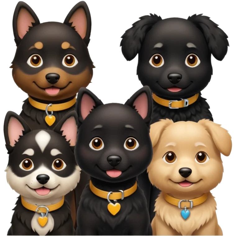 Four Dogs selling a black dog with a collar emoji