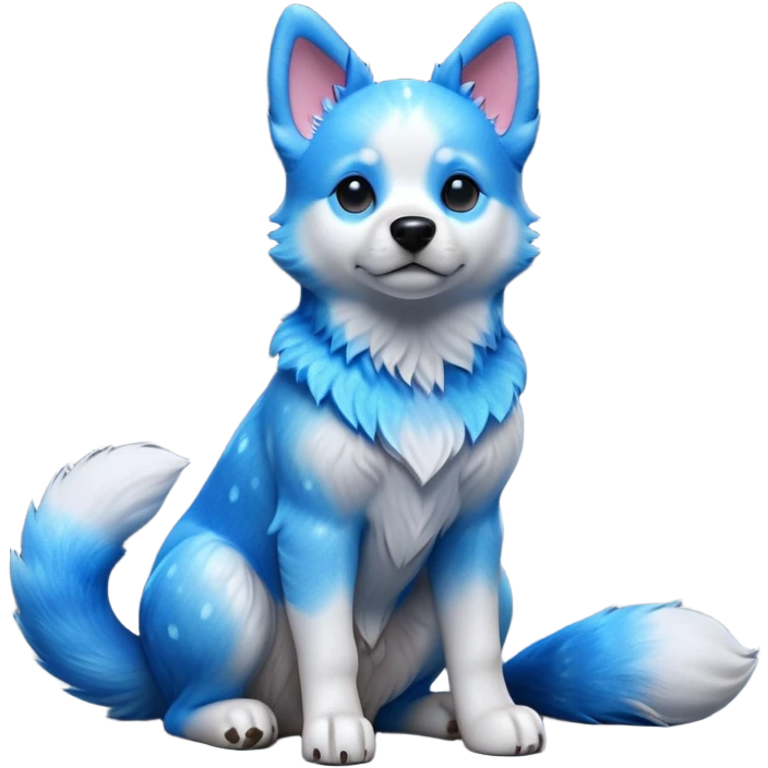 cinematic-[australian catle dog]-realistic-full-body-sitting-emoji,-tail-resting-loosely-beside-its-paws,-head-tilted-dramatically,-sleek-[vibrant-blue-speckle-fur]-fur,-simplified-yet-realistic-focused-features,-highly-detailed,-glowing-with-an-almost-sarcastic-glow emoji