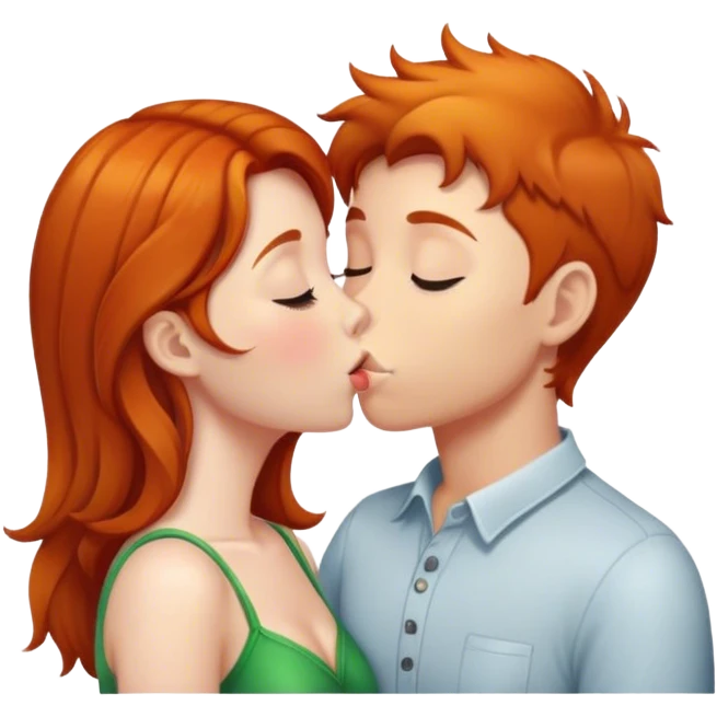 Ginger Girl Kissing a brunette Boy emoji