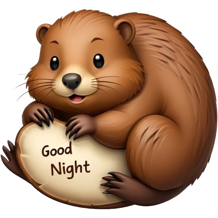 Beaver with inscription good night  emoji