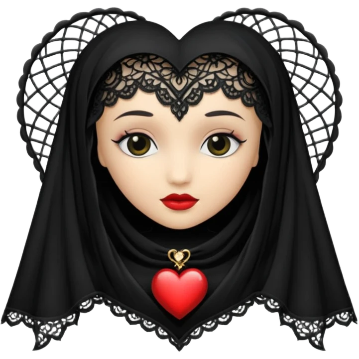 heart with gothic black veil emoji
