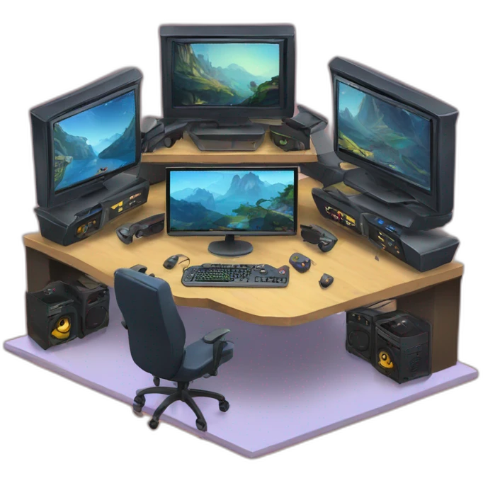 Gaming room with 3 monitors  emoji