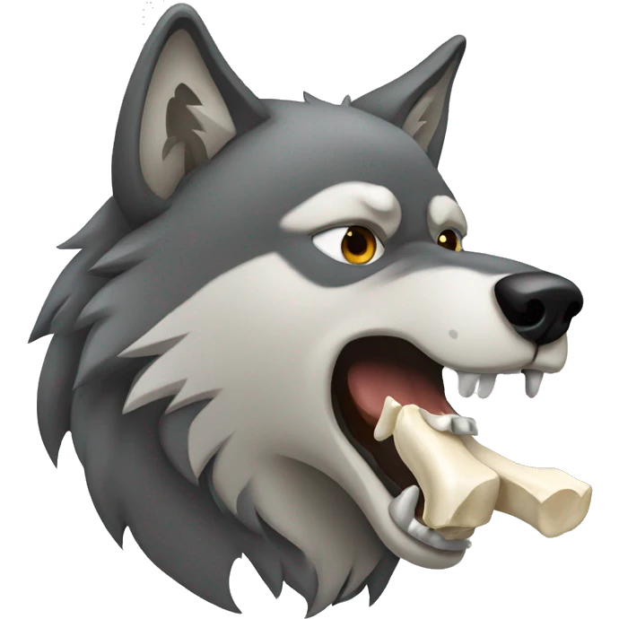 Wolf with bone in mouth emoji