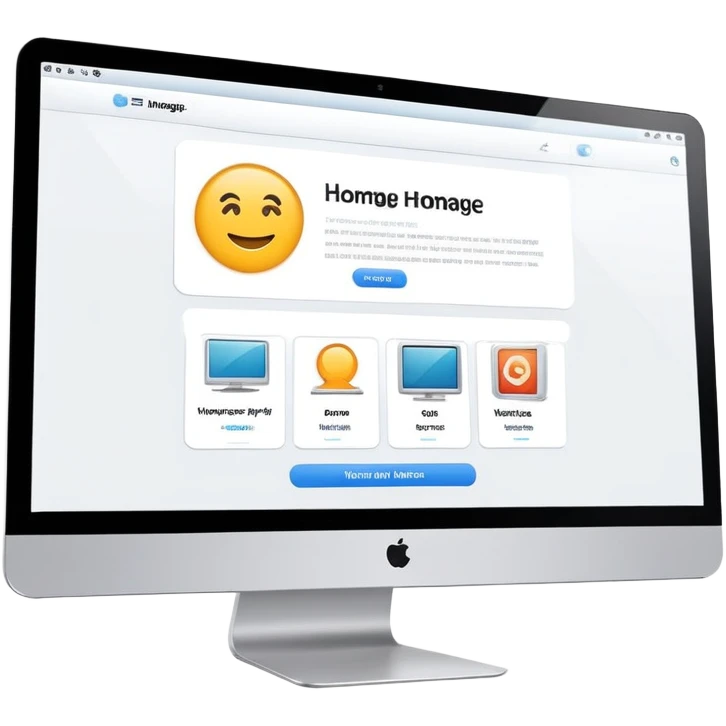 Computer displaying a website homepage emoji