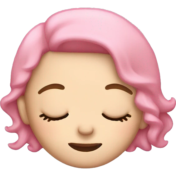 White girl with pink hair sleeping emoji