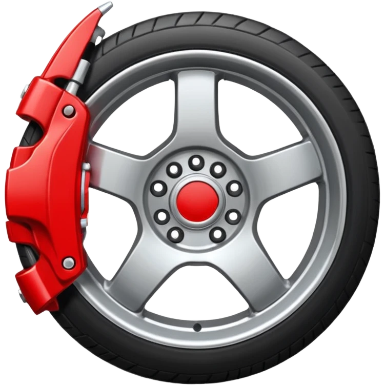 Car wheel emoji with red brake caliper emoji