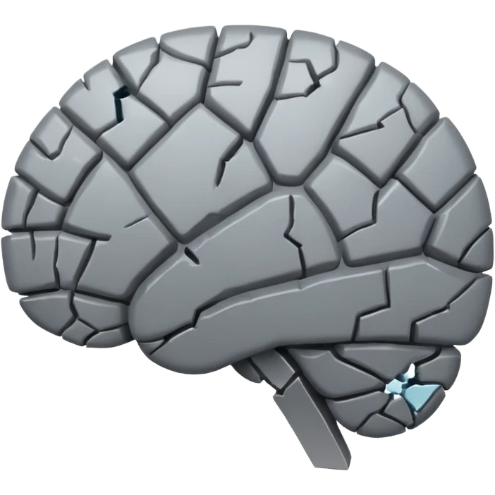 mixed up the heart broken emoji and brain emoji, create a broken brain (keeps the brain emoji color) emoji