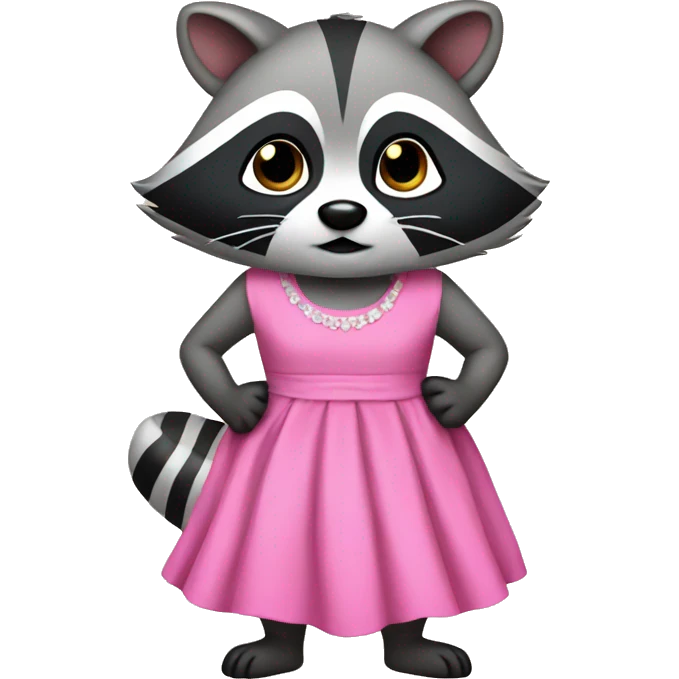 Raccoon wearing a pink dress emoji