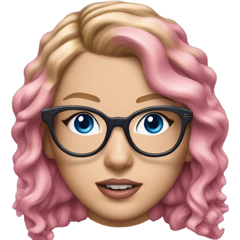 Hyper Realistic Taylor Swift blue eyes and glasses with pink hair  emoji